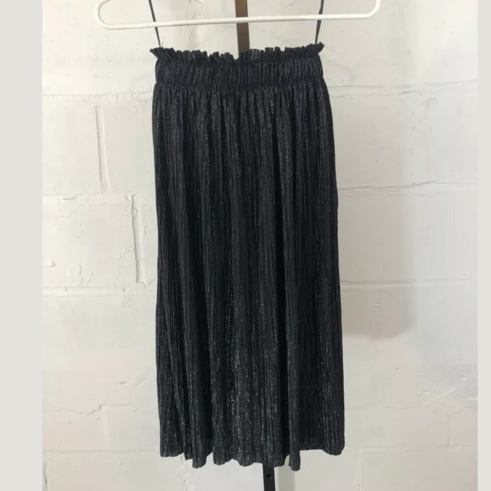 LF Love Black Silver Metallic High Waist Skirt